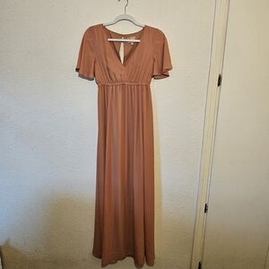 Show Me Your MuMu Bridesmaid Dress‎ Emily Empire Maxi XS Rustic Mauve Crisp